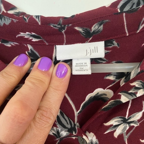 J. Jill 3X Bordwin Vines pleated Button Down Tunic Blouse - Picture 3 of 8